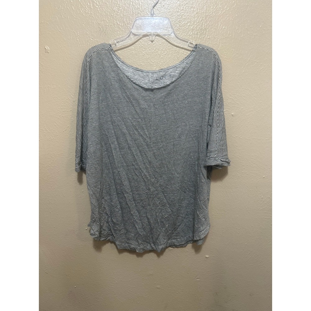 LOFT Linen Striped Top Women's Size S Short Sleeve Lightweight